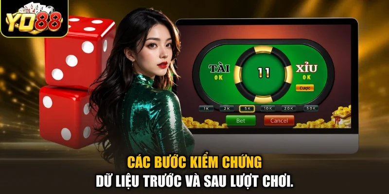 Các bước kiểm chứng dữ liệu trước và sau lượt chơi.